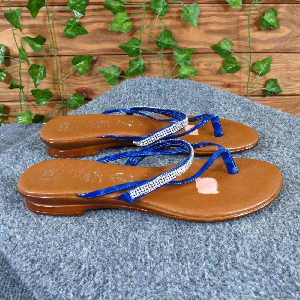 Italian Shoemakers Minley Women Thong Sandals Size 7 Dressy Casual Blue Tan‎